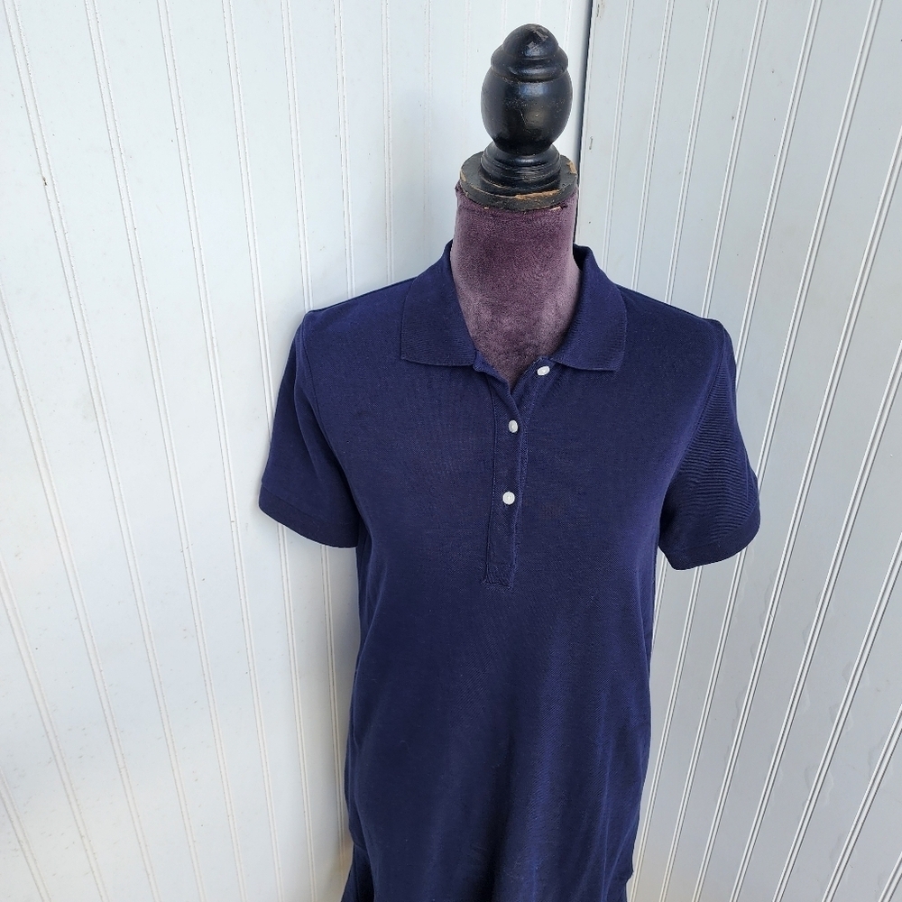 Cynthia Rowley Polo Shirt Dress Navy Blue Pockets Preppy Golf Tennis Cotton Sz M - Picture 3 of 9